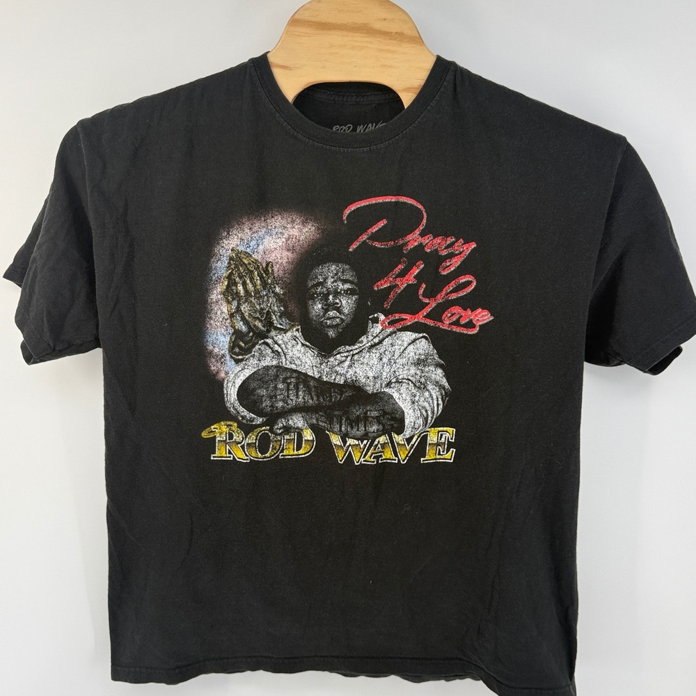 Rod Wave Pray 4 Love Graphic T-Shirt Mens XL Black Short Sleeve Rap Tee